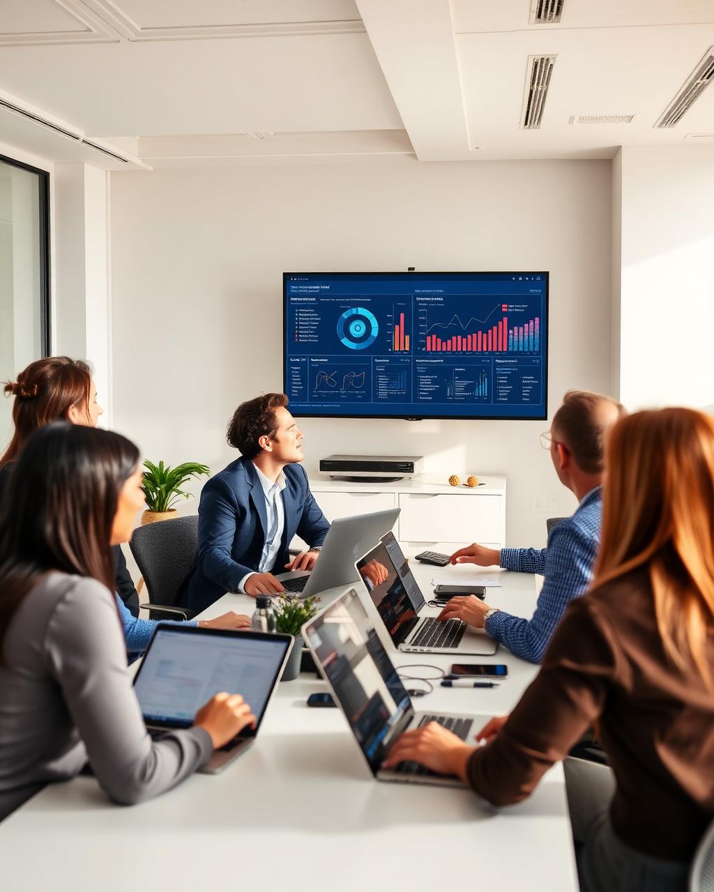 Équipe en formation IA dans une salle high-tech